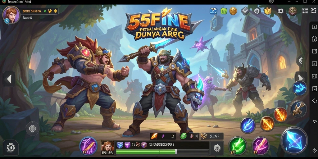 Tangkapan layar 55FIVE menampilkan aksi pertarungan karakter ARPG.