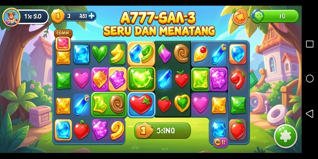 Tampilan gameplay menarik dari A7777 saat menyelesaikan level Match-3.
