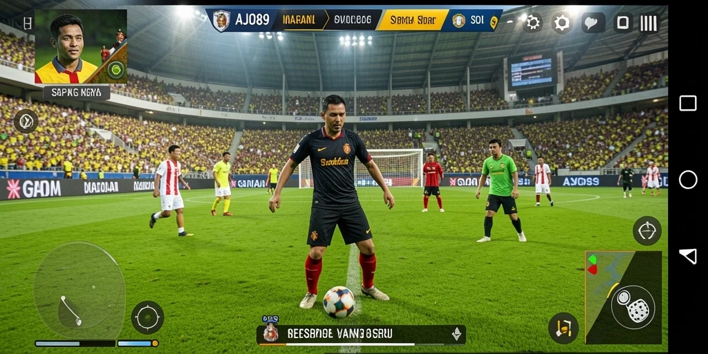 Tampilan gameplay AJO89 yang mendebarkan dan penuh aksi sepak bola.