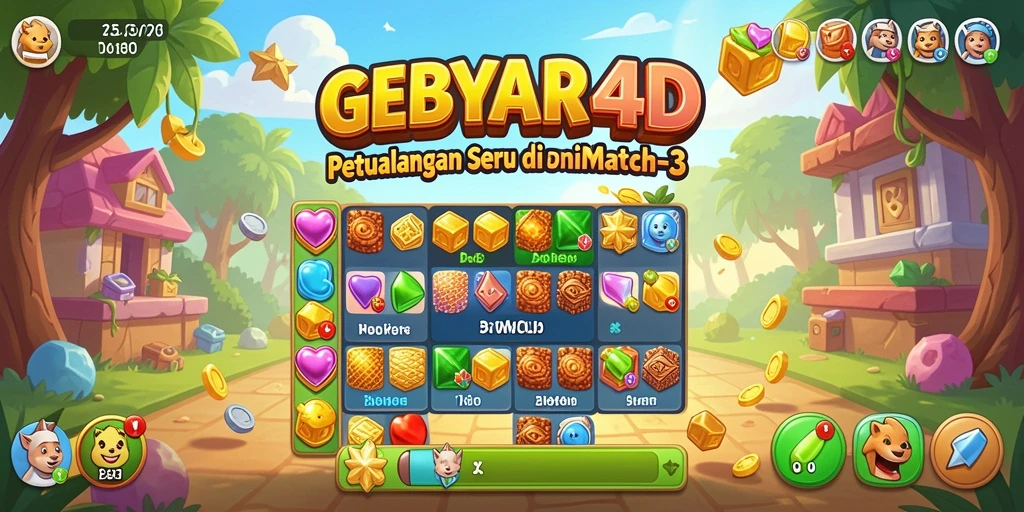 Tampilan gameplay GEBYAR4D yang menarik di dunia Match-3.