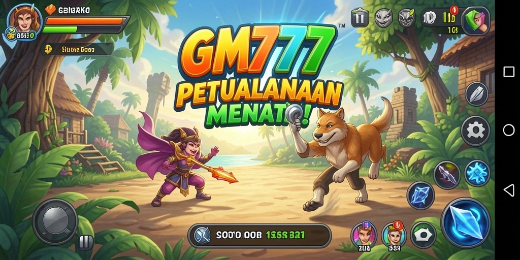 Tampilan gameplay GM777 yang penuh aksi dan petualangan.