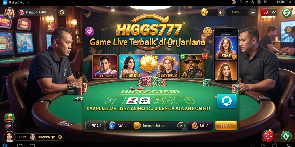 Screenshot HIGGS777 menampilkan pengalaman Live Casino yang sangat realistis.