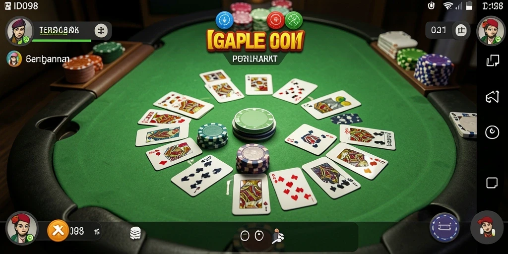 Screenshot gameplay ID098 menampilkan aksi seru bermain Gaple.