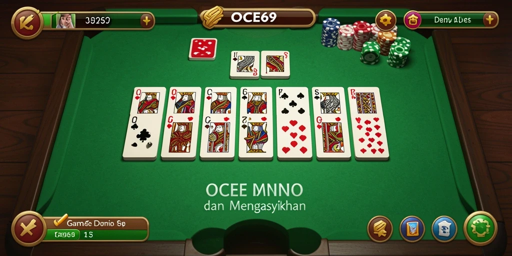 Screenshot gameplay OCE69 menampilkan aksi seru permainan domino.