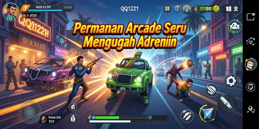 Tampilan gameplay QQ1221 dengan karakter menarik dan level menantang.