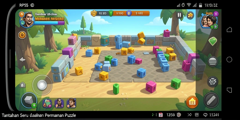 Tampilan menarik dari gameplay Puzzle RP55 yang menantang.