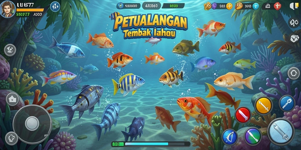 Tangkapan layar gameplay UH77 dengan aksi tembak ikan yang seru!