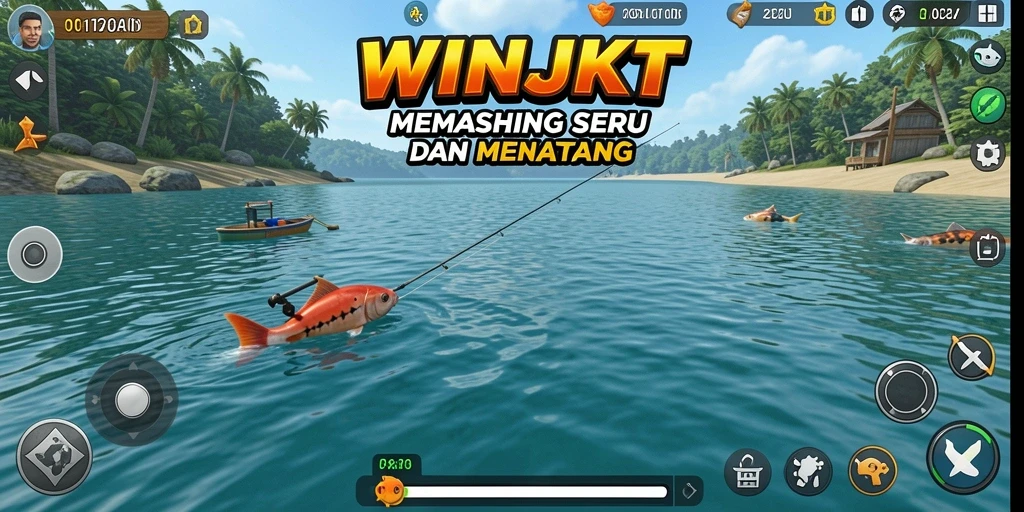 Tampilan luar biasa dari gameplay <strong>WINJKT</strong> saat memancing ikan.