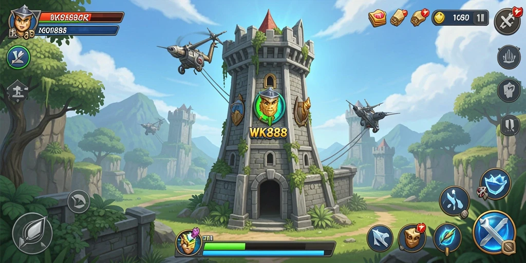 Gameplay seru WK888 dalam aksi Tower Defense.